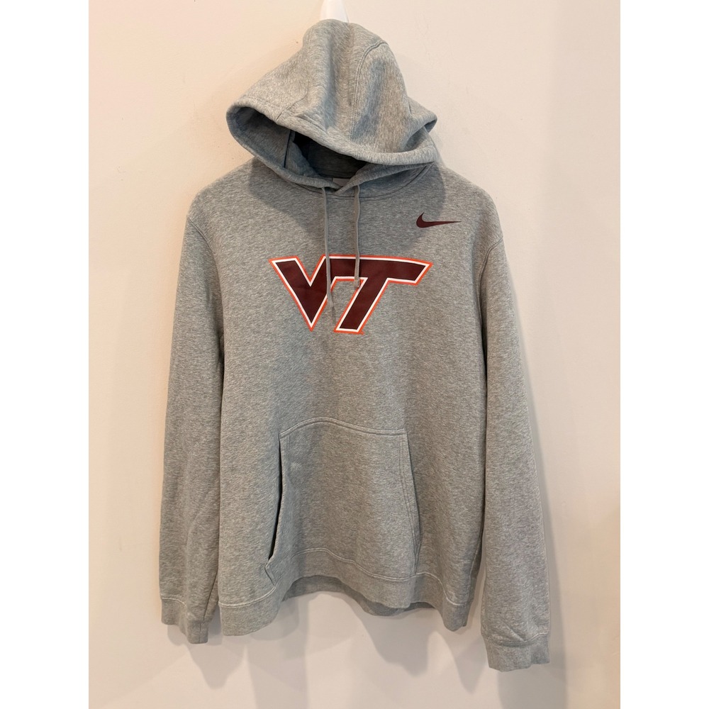 Nike Virginia Tech Hokies Hoodie Mens Large Gray VT Pullover Sweatshirt